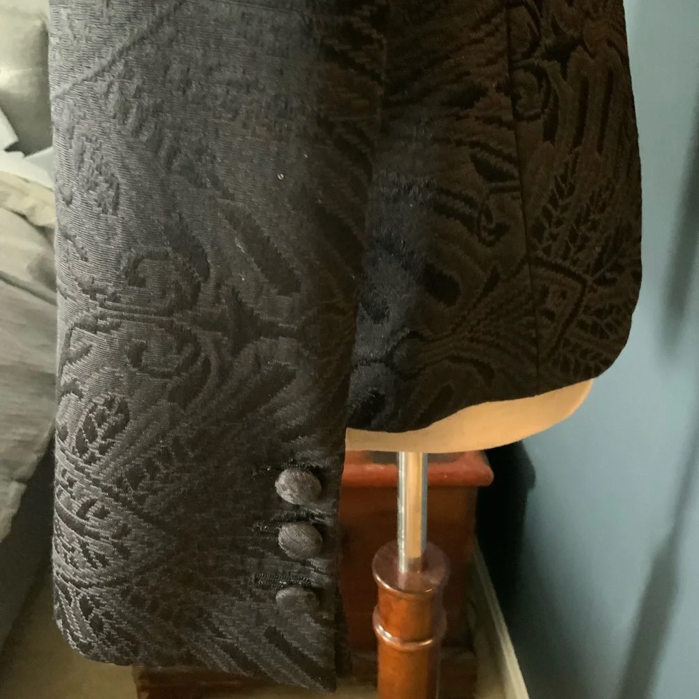 Charles Nolan black brocade double breasted jacket - Picture 3 of 4